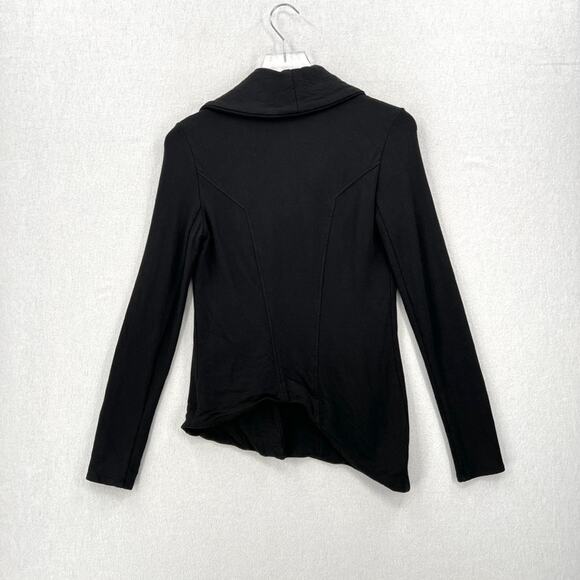 HELMUT LANG Villous Asymmetric Moto Jacket XS Black Sweatshirt Knit Full Zip - Picture 3 of 12